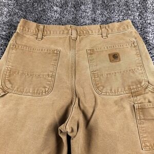 Carhartt Pants Mens 32x34 Brown Canvas Dungaree Fit Carpenter Workwear Utility